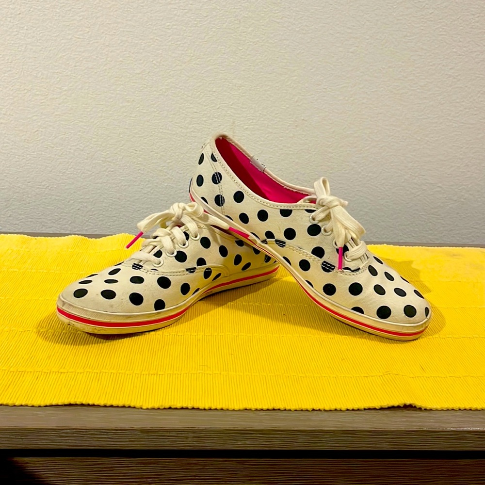 Keds White and Black Polka Dot Sneakers